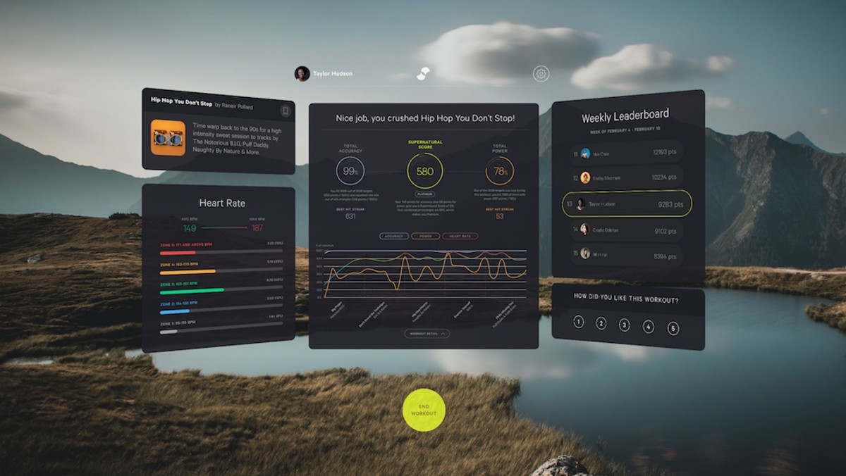VR fitness progress tracking interface