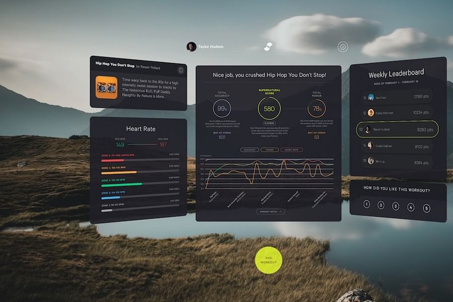 VR fitness progress tracking interface