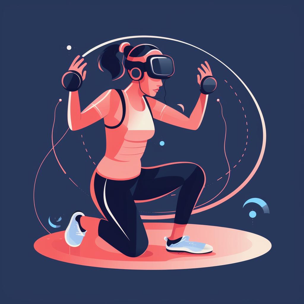 A person transitioning from a VR workout to a traditional workout.