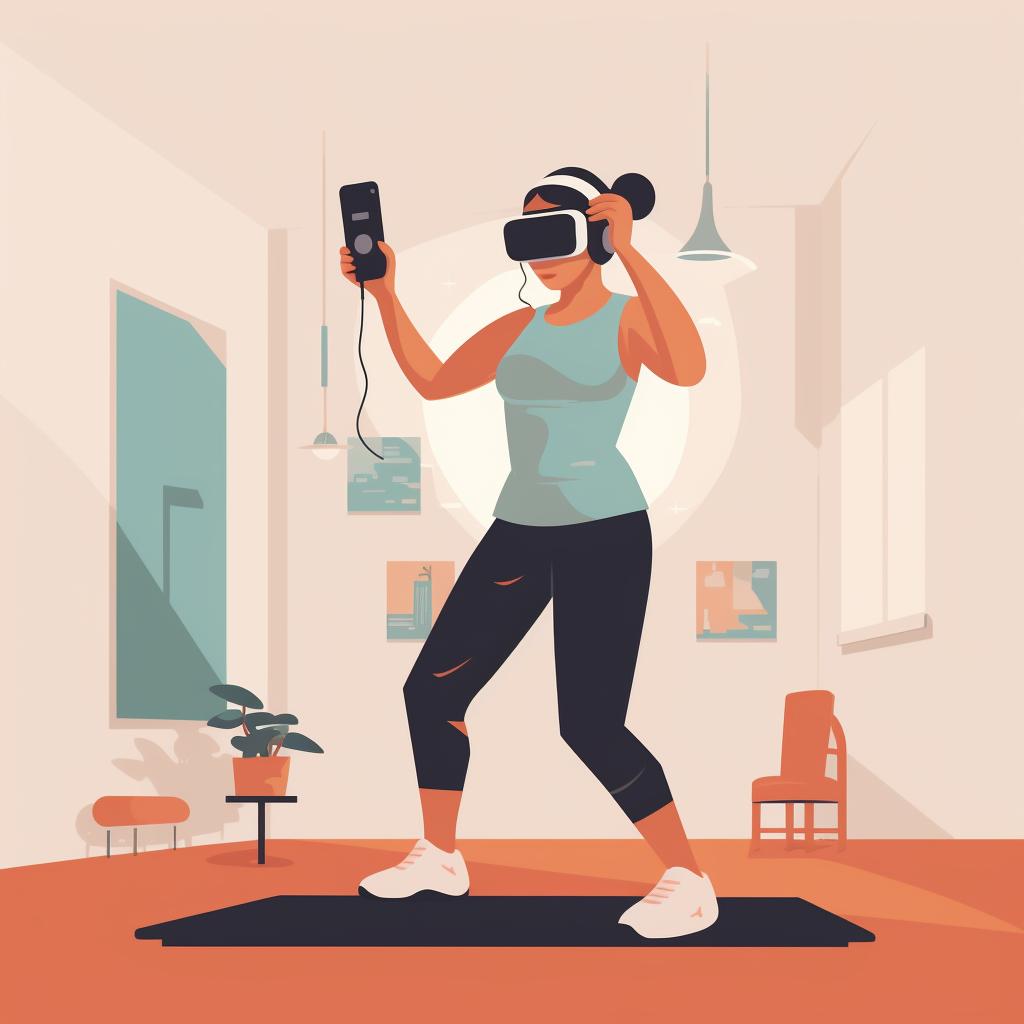 A person downloading a VR fitness app