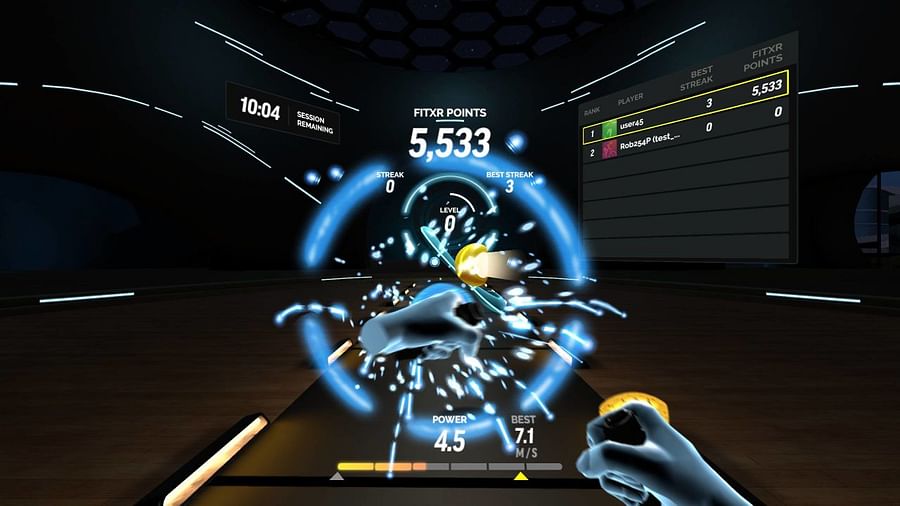 In-game screenshot of the second VR fitness game being reviewed