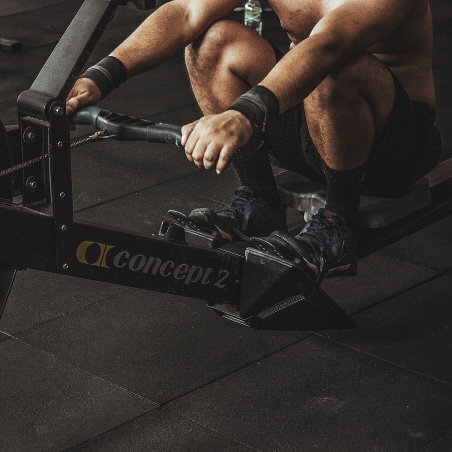 Person engaged in a virtual reality fitness game focused on weight loss