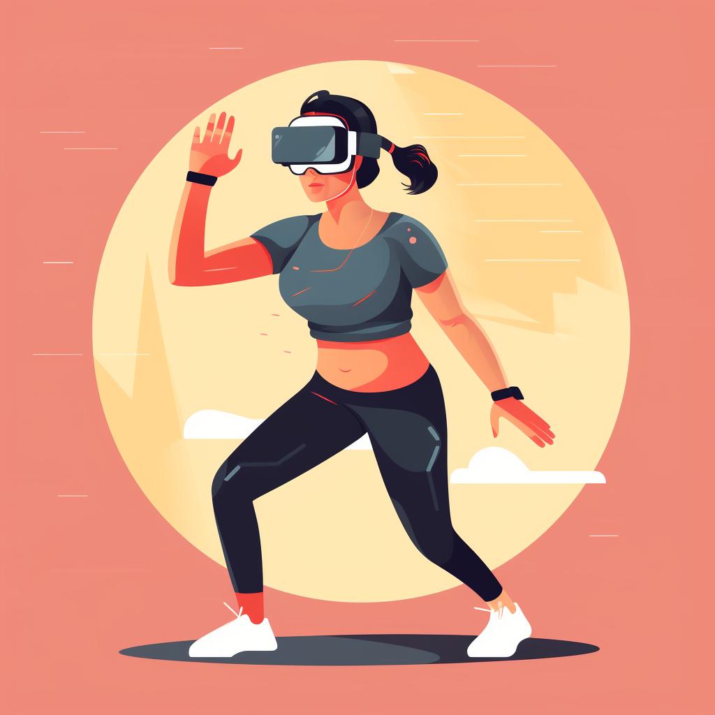 A person wearing a VR headset and starting their first workout session