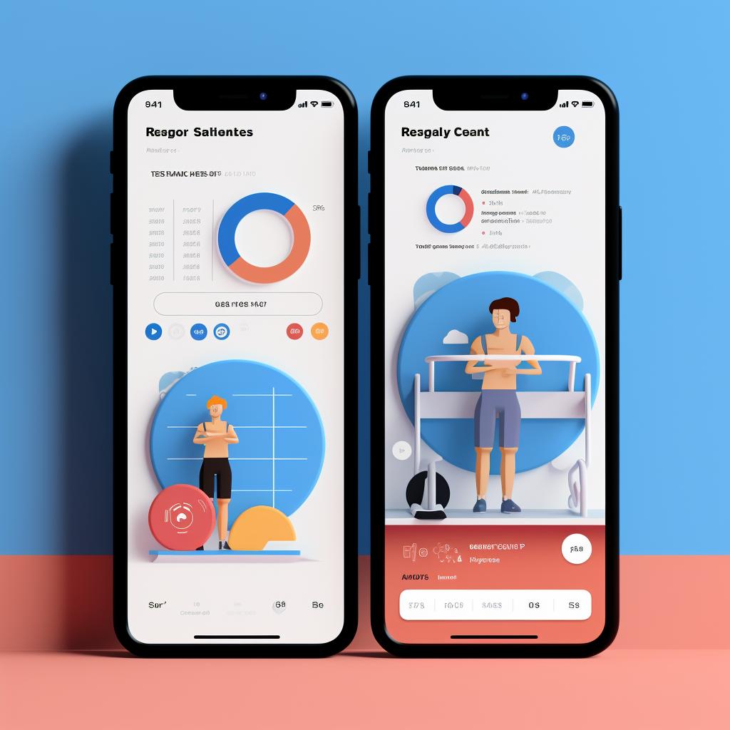 A VR fitness app showing progress charts