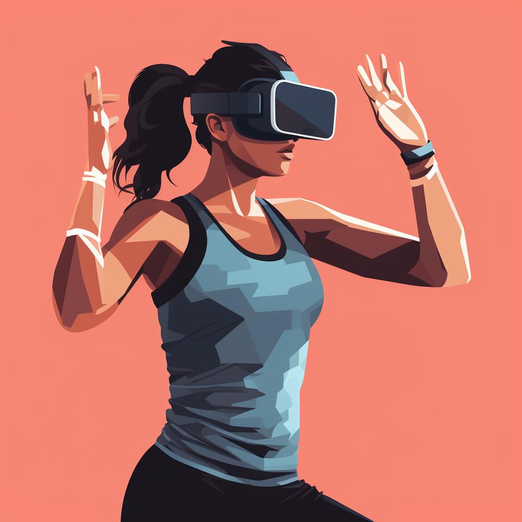 A person wearing a VR headset, ready to start their workout