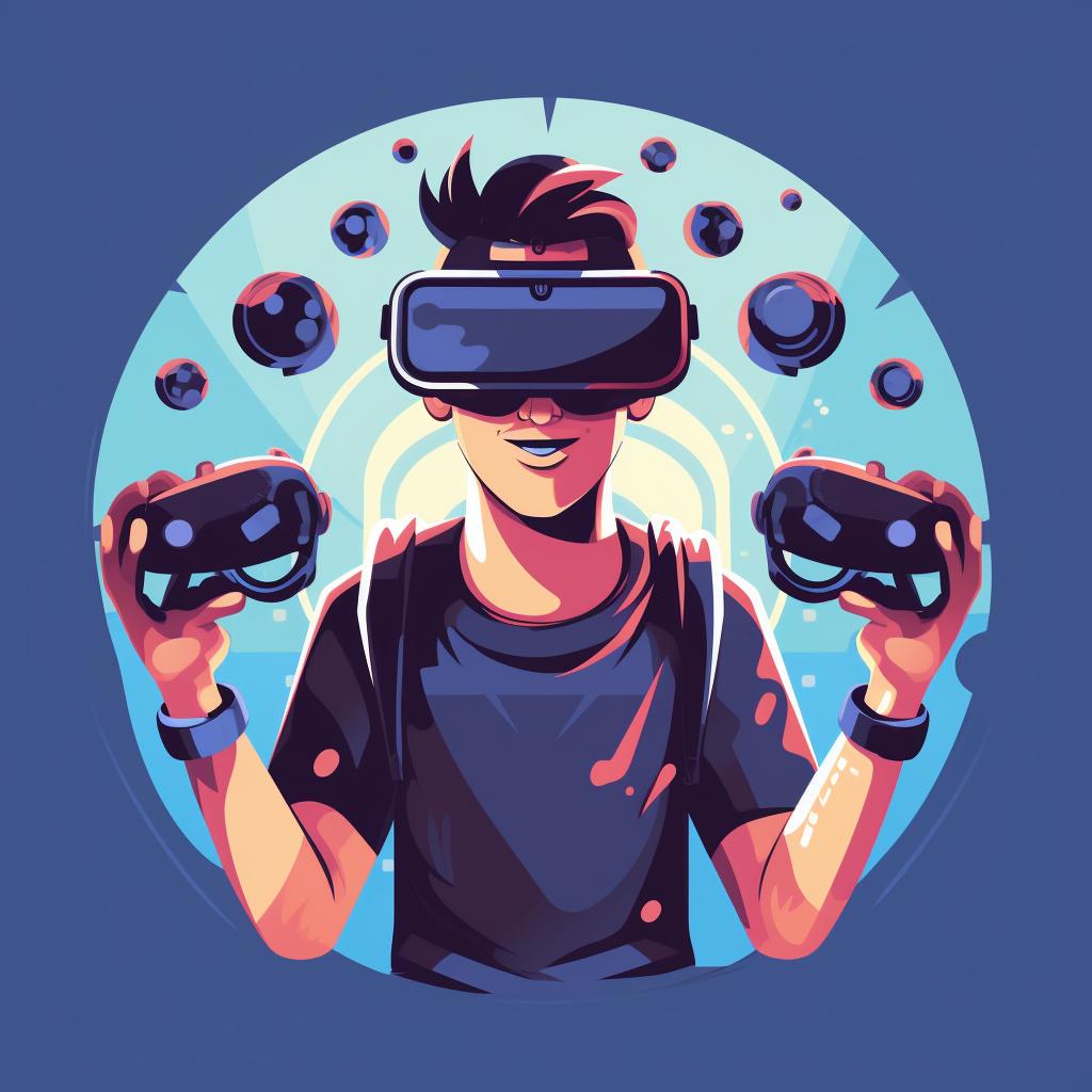 Person wearing VR headset and holding controllers, ready to start the game