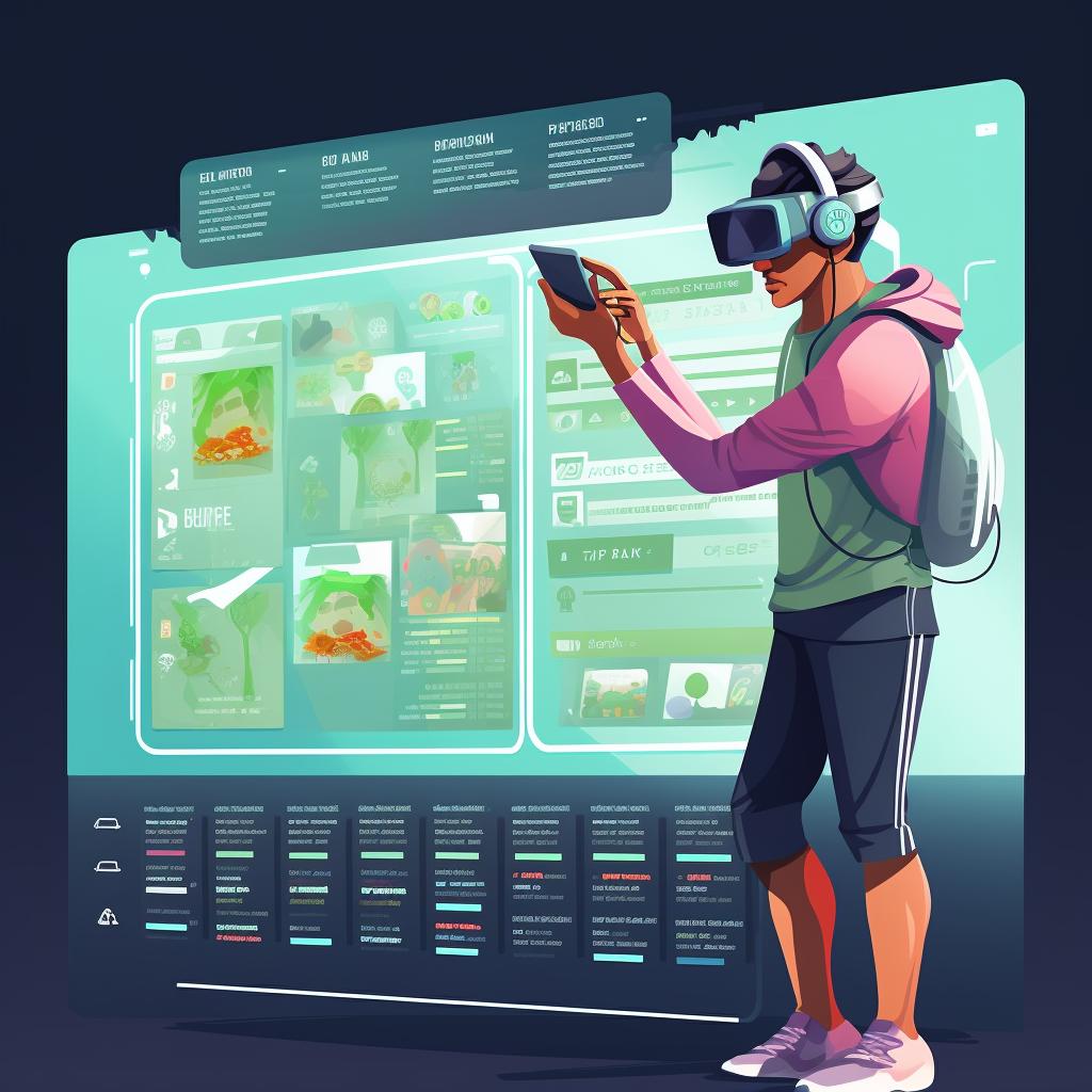 A person selecting a VR fitness game from a menu