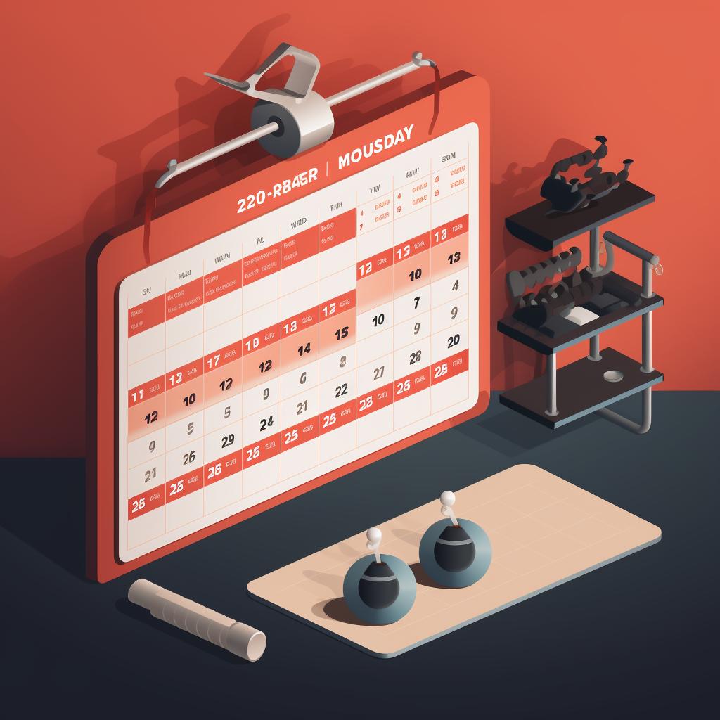 A calendar marked with regular VR workout sessions