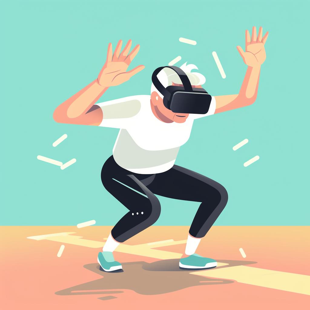 A senior doing a simple workout using VR